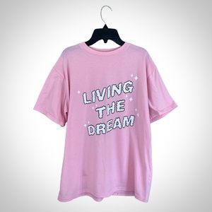 Shein Light Pink Oversized Graphic Tee